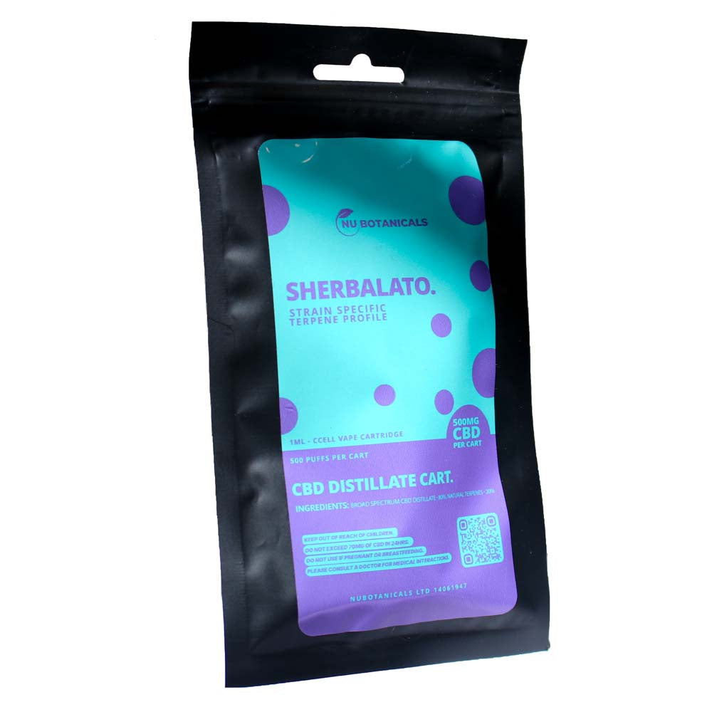Nu Botanicals - 500mg CBD Vape Cart With Terpenes - Sherbalato