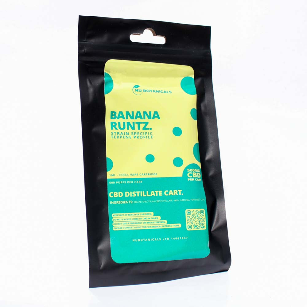 Nu Botanicals - 500mg CBD Vape Cart With Terpenes - Banana Runtz