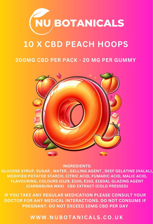Nu Botanicals - 10 x 20mg CBD Peach Hoops